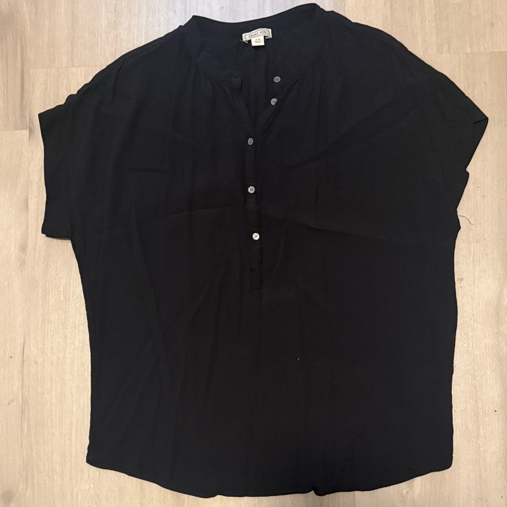 Tall Black Button-Up Women's Top